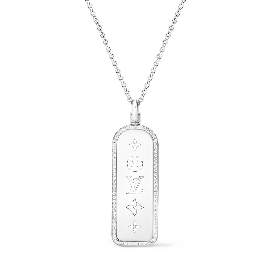 Les Gastons Vuitton Large Tag Pendant, White Gold and Diamonds